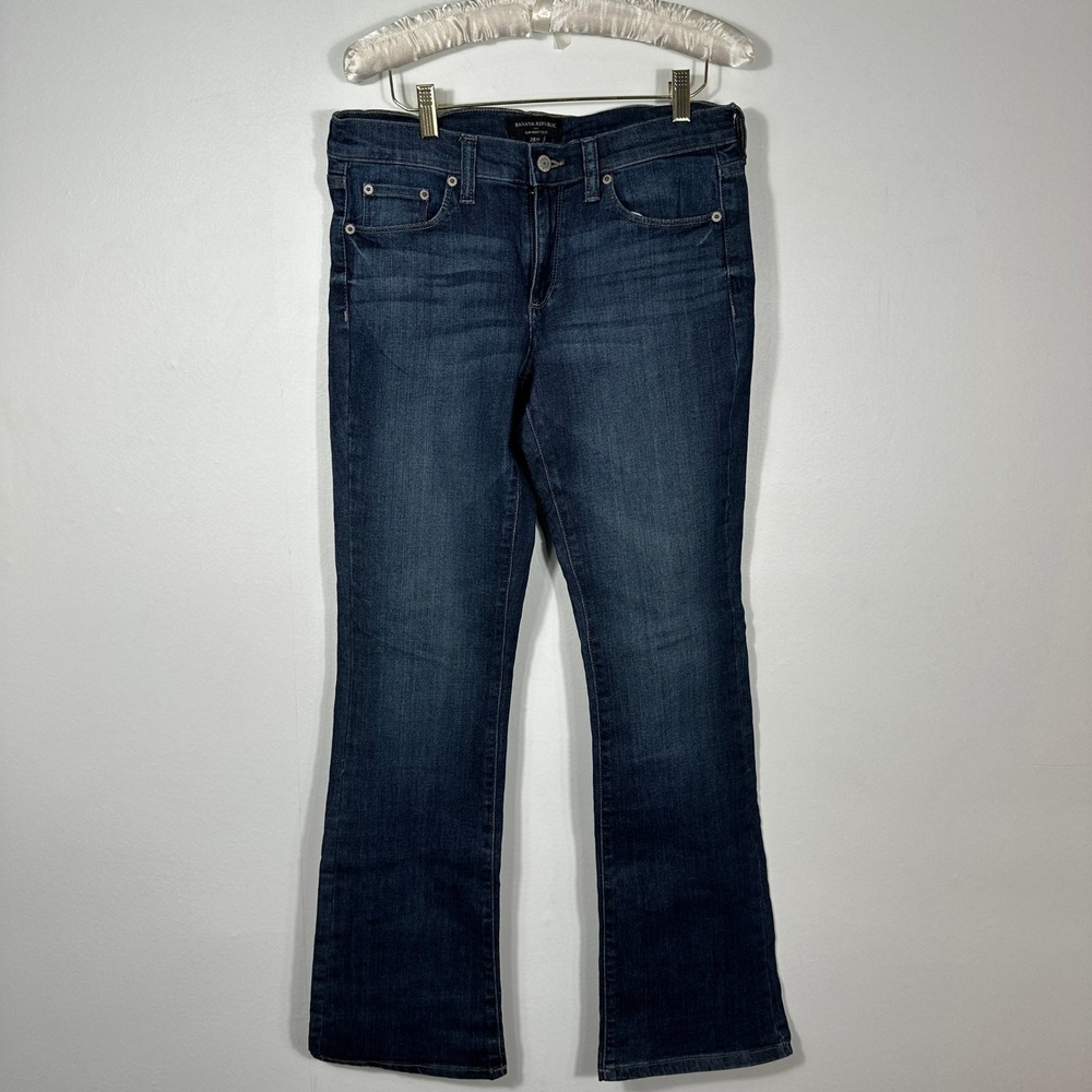 Banana Republic Slim Bootcut Jeans Womens 28/6 Blue Excellent Dark Wash Stretch